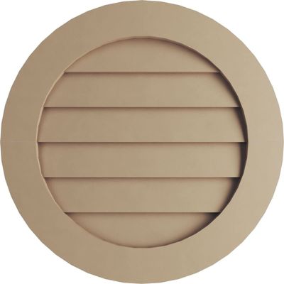 Ekena Millwork GVURRO15DSMPR Timberthane Rustic Smooth Round Faux Wood Non-Functional, Primed Tan Urethane Gable Vents, 15"W x 15"H, Primed