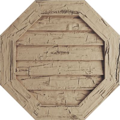 Ekena Millwork GVUROC24X24DHHPR Timberthane Hand Hewn Octagonal Faux Wood Non-Functional, Primed Tan Urethane Gable Vents, 24"W x 24"H, Primed