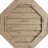 Ekena Millwork GVUROC24X24DHHPR Timberthane Hand Hewn Octagonal Faux Wood Non-Functional, Primed Tan Urethane Gable Vents, 24"W x 24"H, Primed view 1