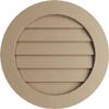 Ekena Millwork GVURRO18DSMPR Timberthane Rustic Smooth Round Faux Wood Non-Functional, Primed Tan Urethane Gable Vents, 18"W x 18"H, Primed view 1