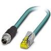 1440656, Ethernet Cable, CAT6A, Str M12 M 8P to Str RJ45 M 8p8c, 4pairs 20m, PUR Blue, VS-M12MSS-IP20-94F/ 20,0/10G view 1