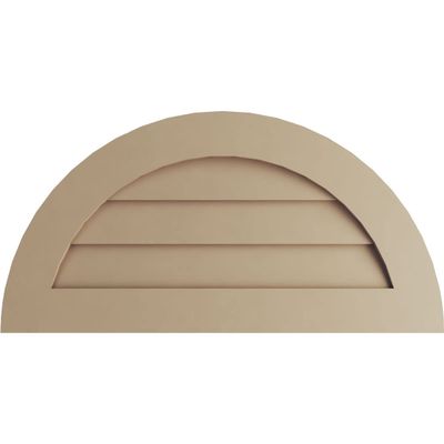 Ekena Millwork GVURHR36X18DSMPR Timberthane Rustic Smooth Half Round Faux Wood Non-Functional, Primed Tan Urethane Gable Vents, 36"W x 18"H, Primed
