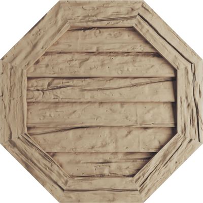 Ekena Millwork GVUROC24X24DRWPR Timberthane Riverwood Octagonal Faux Wood Non-Functional, Primed Tan Urethane Gable Vents, 24"W x 24"H, Primed