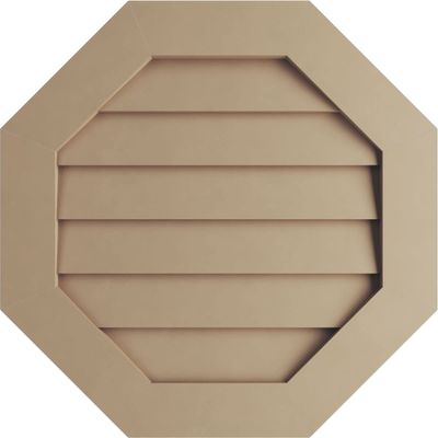 Ekena Millwork GVUROC18X18DSMPR Timberthane Rustic Smooth Octagonal Faux Wood Non-Functional, Primed Tan Urethane Gable Vents, 18"W x 18"H, Primed