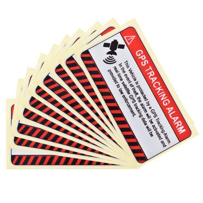 10 Pcs GPS Tracking Sticker, Car Alarm Sticker, Self Adhesive Anti-Theft Car Decals with GPS Tracking Warning Sign, 2 x 4 Inch