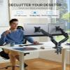 HUANUO Dual Monitor Stand - Full Adjustable Monitor Desk Mount Swivel Vesa Bracket with C Clamp, Steel Monitor Mount Reinforcement Plate for Thin, Glass and Other Fragile Tabletop view 2