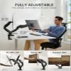 HUANUO Dual Monitor Stand - Full Adjustable Monitor Desk Mount Swivel Vesa Bracket with C Clamp, Steel Monitor Mount Reinforcement Plate for Thin, Glass and Other Fragile Tabletop view 3