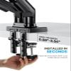 HUANUO Dual Monitor Stand - Full Adjustable Monitor Desk Mount Swivel Vesa Bracket with C Clamp, Steel Monitor Mount Reinforcement Plate for Thin, Glass and Other Fragile Tabletop view 4