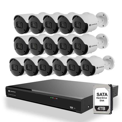 Camius 16 Channel 4K PoE Security Camera System with 16 Wired 5MP Outdoor Cameras, 320 Mbps NVR with 4TB HDD, Human Vehicle Intrusion Detection for Home & Business, Audio Recording, Expandable Storage