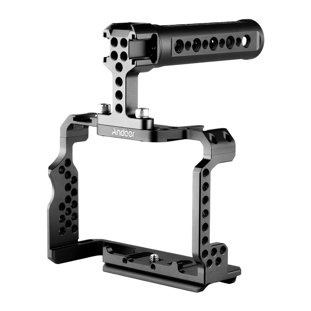 Andoer Aluminum Alloy Camera Cage, Camera Stabilizer with Video Rig Top Handle Grip, Compatible with Sony A7R III/ A7 II/ A7III