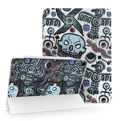 Cavka Case for iPad Pro 13 M4 Air M2 11 2024 4th 10.9 2022 10.2 12.9 10.5 9.7 Mini 6 5 4 3 2 1 Print Ancient Slim fit Stand Mexican Traditional Creative Cute Mayan Closure Magnetic Aztec Design