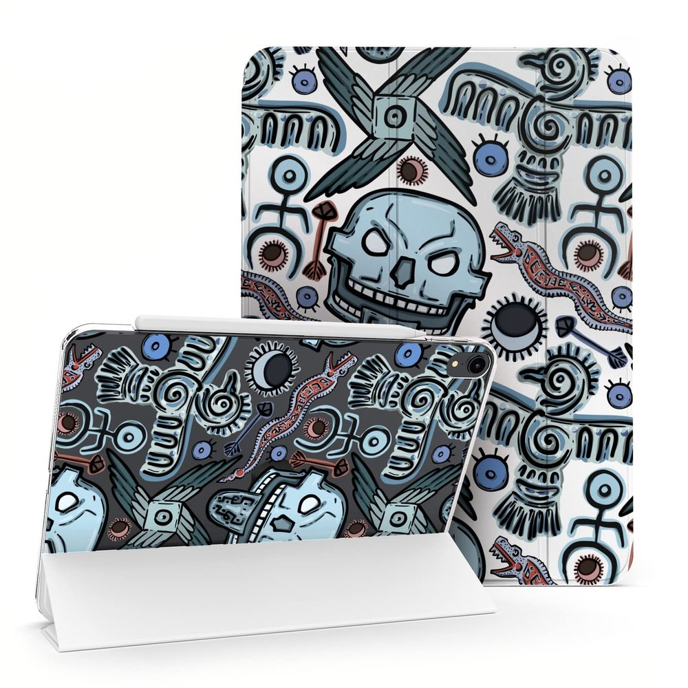 Cavka Case for iPad Pro 13 M4 Air M2 11 2024 4th 10.9 2022 10.2 12.9 10.5 9.7 Mini 6 5 4 3 2 1 Print Ancient Slim fit Stand Mexican Traditional Creative Cute Mayan Closure Magnetic Aztec Design