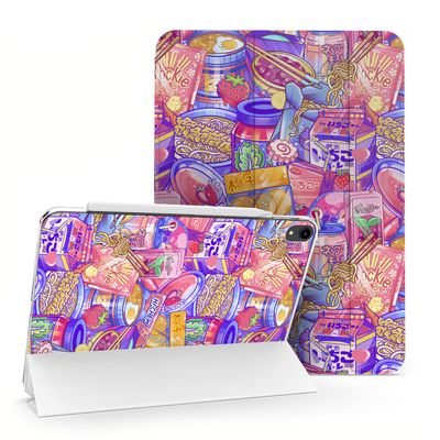 Cavka Case for iPad Pro 13 M4 Air M2 11 2024 4th 10.9 2022 10.2 12.9 10.5 9.7 Mini 6 5 4 3 2 1 Street Anime Japanese Print Magnetic New Snacks Kawaii Closure Food Stand Korean Slim fit Design