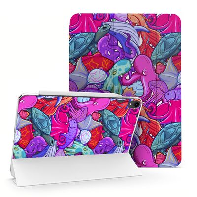 Cavka Case for iPad Pro 13 M4 Air M2 11 2024 4th 10.9 2022 10.2 12.9 10.5 9.7 Mini 6 5 4 3 2 1 Design Creative Stand Squid Sea Magnetic Slim fit Tentacles Seashell Closure Animal Print Octopus