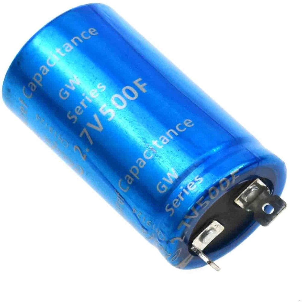 2.7V 500F Farad Capacitor Ultracapacitor 500 Capacitance Vehicle Rectifier Low ESR Super Capacitor High Frequency for Car (2.7V 500F Flat Feet)