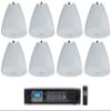 Rockville RCS180-6 Bundle: 180 Watt 6-Zone Commercial Amplifier with Bluetooth, (8) PEN-525T 5.25 in 70V Pendant Speakers 35-Watt RMS 8 Ohm, White, 9 Items view 1