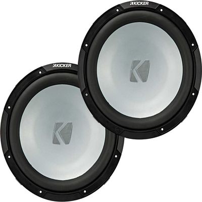 KICKER Marine Subwoofer Package of 2 Items - 12" KM Freeair Series Subwoofer (Pair) for Boat 4-ohm - 2X 45KMF124 Weather Resistant Subwoofer