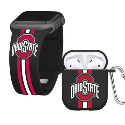 AFFINITY BANDS Ohio State Buckeyes HD Combo Package Compatible with Apple Watch and AirPods Gen 1 & 2 (38/40/41mm (42mm Series 11) Short Stripes)