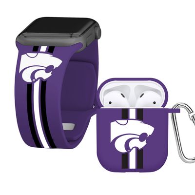 Affinity Bands Kansas State Wildcats HD Combo Package Compatible with Apple Watch and AirPods Gen 1 & 2 (42/44/45/49mm (46mm Series 11) Short Stripes)