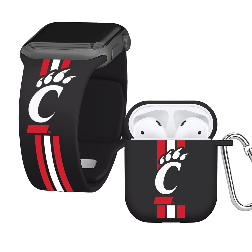 Affinity Bands Cincinnati Bearcats HD Combo Package Compatible with Apple Watch and AirPods Gen 1 & 2 (38/40/41mm (42mm Series 11) Short Stripes)
