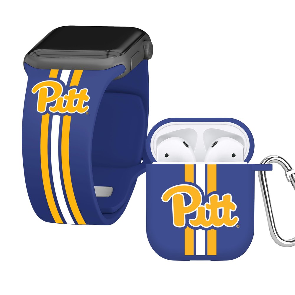 Affinity Bands Pittsburgh Panthers HD Combo Package Compatible with Apple Watch and AirPods Gen 1 & 2 (38/40/41mm (42mm Series 11) Long Stripes)