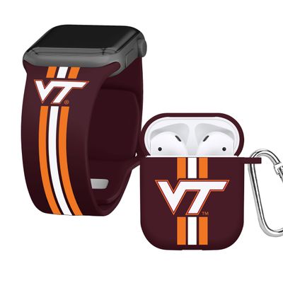 Affinity Bands Virginia Tech Hokies HD Combo Package Compatible with Apple Watch and AirPods Gen 1 & 2 (38/40/41mm (42mm Series 11) Long Stripes)