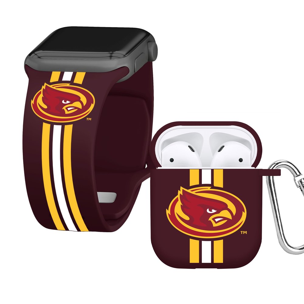 Affinity Bands Iowa State Cyclones HD Combo Package Compatible with Apple Watch and AirPods Gen 1 & 2 (42/44/45/49mm (46mm Series 11) Short Stripes)
