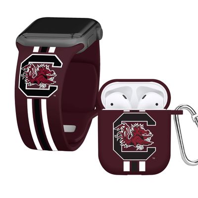 Affinity Bands South Carolina Gamecocks HD Combo Package Compatible with Apple Watch and AirPods Gen 1 & 2 (38/40/41mm (42mm Series 11) Short Stripes)