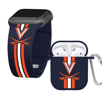 AFFINITY BANDS Virginia Cavaliers HD Combo Package Compatible with Apple Watch and AirPods Gen 1 & 2 (38/40/41mm (42mm Series 11) Short Stripes)