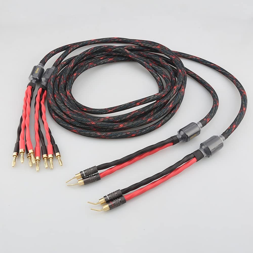 Electric Speaker Cable HiFi Audiophile Cable Banana to pin Banana Plug Biwire Loudspeaker Wire Audio Line (Length : 1.5m)