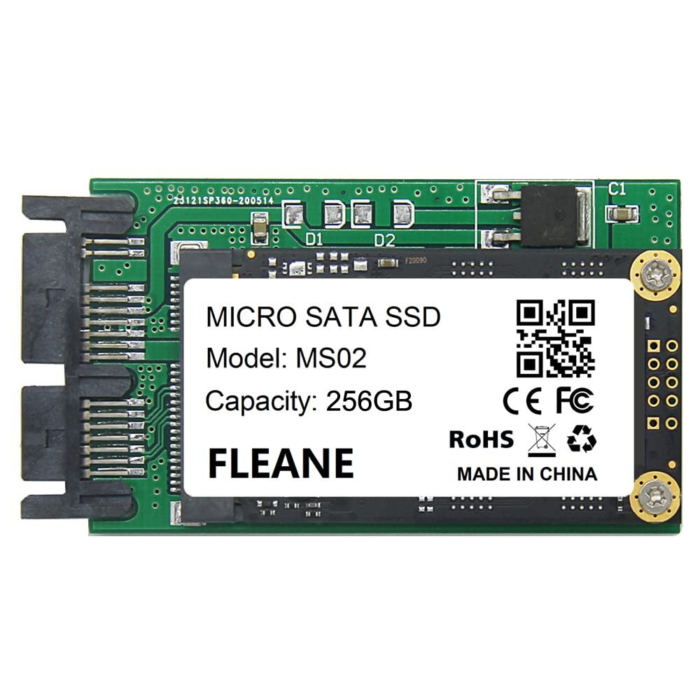 FLEANE 256GB MS02 MicroSata SSD Compatible with HP 2740p 2730p 2540p IBM X300 X301 T400S T410S Replace MK1233GSG MK1633GSG MK2533GSG 1.8" HDD (256GB)