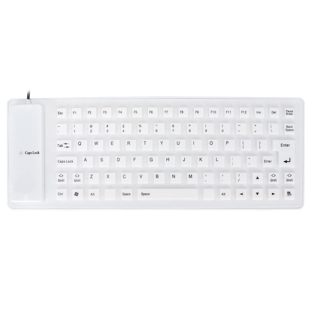 01 02 015 85 Keys Silicone Keyboard, Mute Button Silicone Keyboard Lightweight Portable USB Wired for PC Notebook(White)