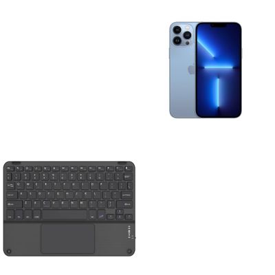 BoxWave Keyboard Compatible with Apple iPhone 13 Pro Max - SlimKeys Bluetooth Keyboard with Trackpad, Portable Slim TouchPad - Jet Black