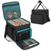 LoDrid Vinyl Record Carrying Bag with Bottom Padded Pad, Album Storage Case with 2 Detachable Dividers Holds up to 60 LP Records, for Travel and Collection, Patented Design, Bag Only, Black view 1