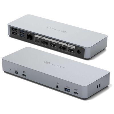 HyperDrive USB C Docking Station 14in1: Dual 4K HDMI, 2 DP, Gigabit Ethernet, USB-A, USB-C, 3.5mm Headphone Jack, DC 135W for MacBook Pro/Air/Dell/HP/Lenovo/Thinkpad and More Type-C Devices