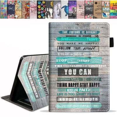 ERWYTYIOI Case for Kindle Fire HD 10/Fire HD 10 Plus Tablet (11th Gen, 2021 Released) - Slim PU Leather Stand Flip Cover with Card Slot & Pencil Holder, Inspirational Quote on Rustic Wooden Board