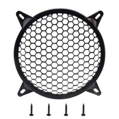 MARRTEUM 12 Inch Plastic Mesh Waffle Speaker Covers with Screws Audio Sub Woofer Grille Net Protector Cover Horn Guard Grills Decorative for DIY Home Audio and Car Speaker, Black, 1 Pack