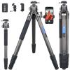 40mm Lightweight Compact Carbon Fiber Tripod with 52mm Low Profile Ball Head Kit 10-Layer Carbon Heavy Duty Travel Camera Stand Detachable Monopod with Stone Bag+ Magic Arm+ Phone Clip Max Load 30 kg view 1
