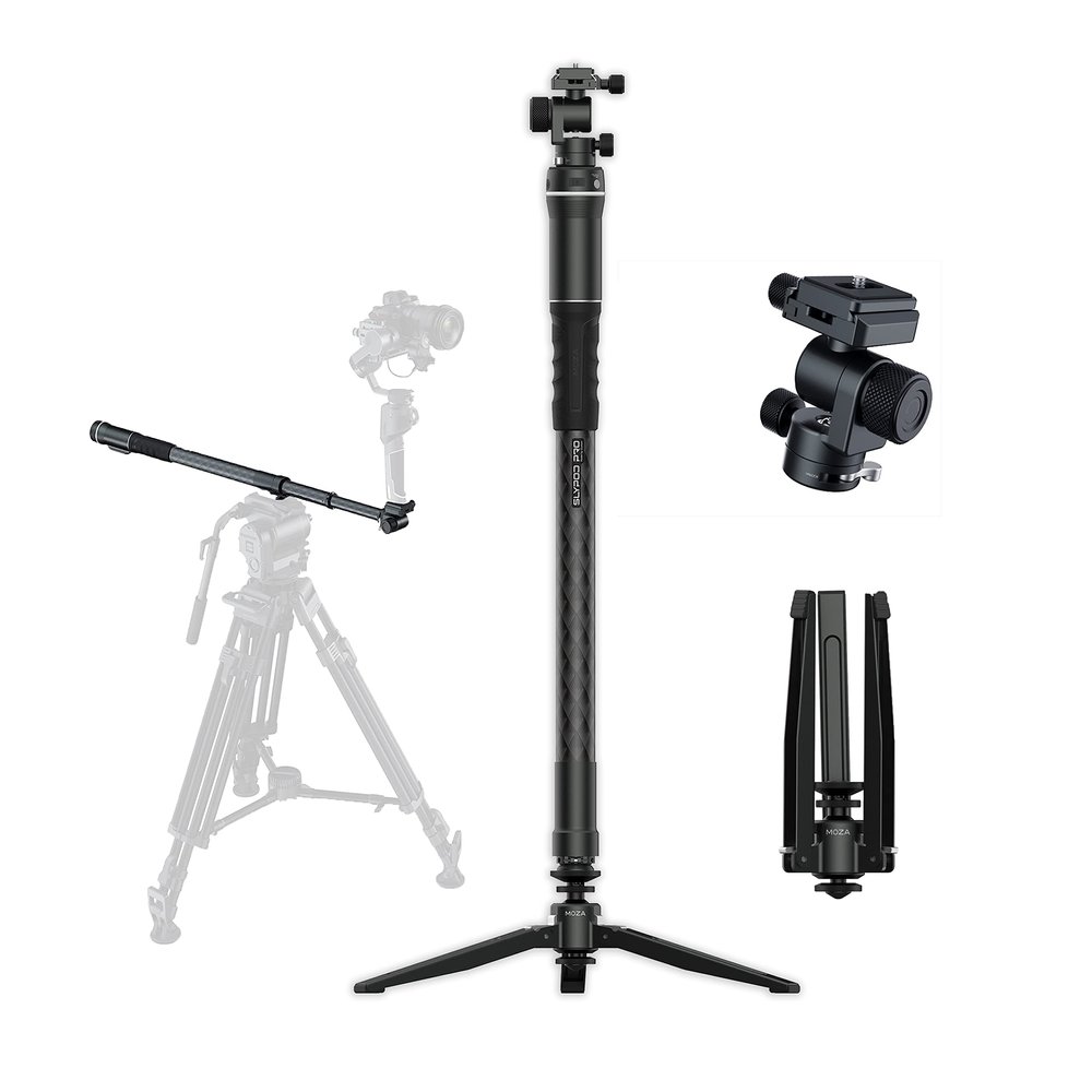 Carbon Fibre MOZA Slypod PRO Master Kit Motorised Camera Camcorder Slider & Monopod Stabiliser 1180mm Expanded Length for Filming (6kg Vertical/2kg Horizontal Payload) inc Tripod & Pan/Tilt Head