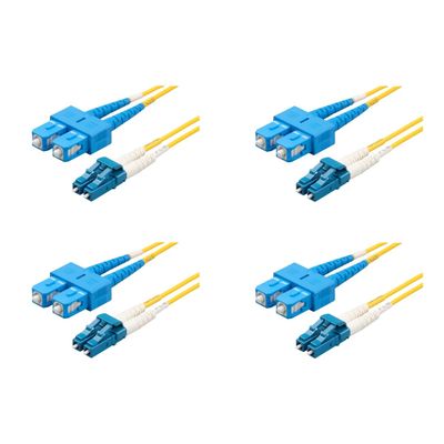 SpeedyFiberTX 4-Pack 1.5 Meter LC/U to SC/U Fiber Patch Cable, Corning SMF-28 Singlemode 9/125um Ultra Optical Fiber, OS1/OS2 Compatible, Duplex Yellow Riser OFNR Cable Jacket