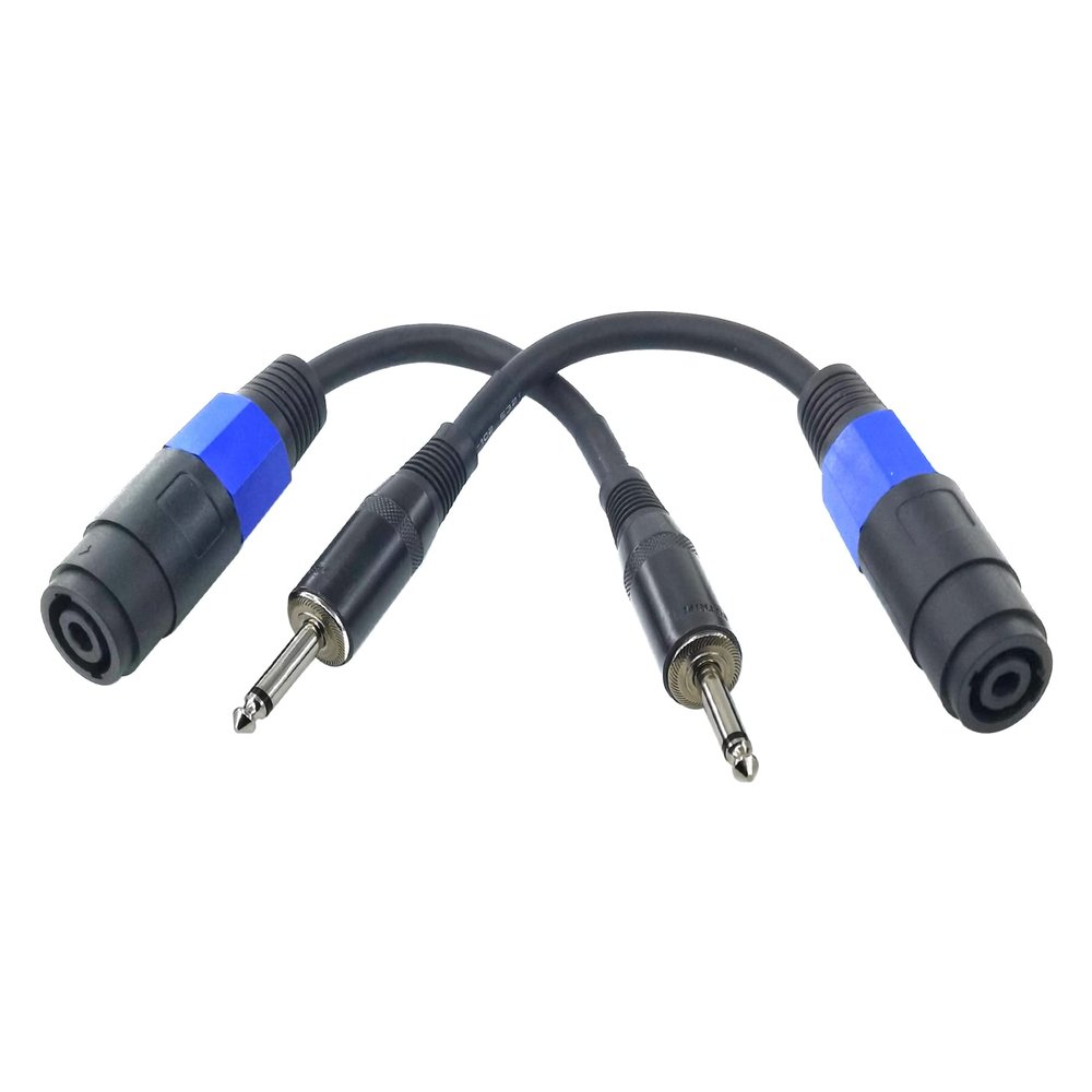 WJSTN 1/4 to speakon Adapter,1/4" ts Male to speakon Adapter Patch Speaker Cable,6in 2 Pack