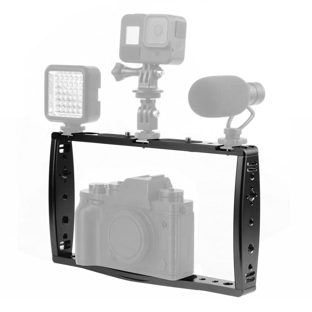 BGNing Camera Cage Rig, Underwater Camera Tray, CNC Handgrip Bracket DSLR Cage Stabilizer Rig with Trigger Phone Clip for Diving Action Cameras