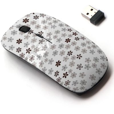 2.4G Wireless Mouse with Cute Pattern Design for All Laptops and Desktops with Nano Receiver - Floral Doodle Style