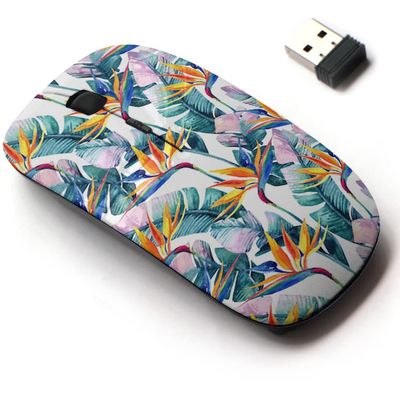 2.4G Wireless Mouse with Cute Pattern Design for All Laptops and Desktops with Nano Receiver - Bird of Paradise