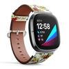 CJBROES Replacement Leather Watch Band, Compatible with Fitbit Versa 3 and Fitbit Sense of Wristband Bracelet Accessory - Flowers Poppy Wild Roses Cornflower view 2