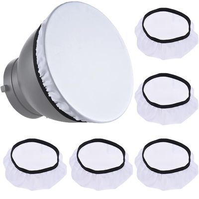 5 Pieces 7 Inches/ 18 cm Standard Diffuser Light Sock Cloth White Lampshade Reflector Lamp Sock for Studio Strobe Reflector