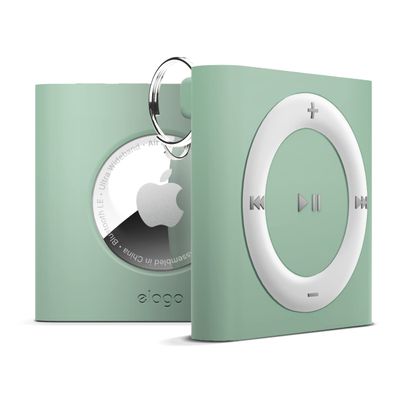 elago Shuffle Case Compatible with Apple AirTag 2nd Gen (2026) & 1st Gens Case [Mint] - Designed for Air Tag Drop Protection, Classic Retro MP3 Player Design(Track Dogs, Keys, Backpacks, Purses)