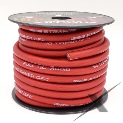 Full Tilt 4 Gauge RED 50' Tinned OFC Oxygen Free Copper Power/Ground Cable/Wire