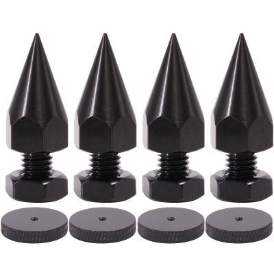 Flushbay 4 Pack Speaker Spikes Floor Protectors Adjustable Speaker Isolation Spikes M8 Black for Subwoofer CD DVD Player Audio Amplifier Turntable Recorder Chassis with Speaker Isolation Feet Pad (M8)
