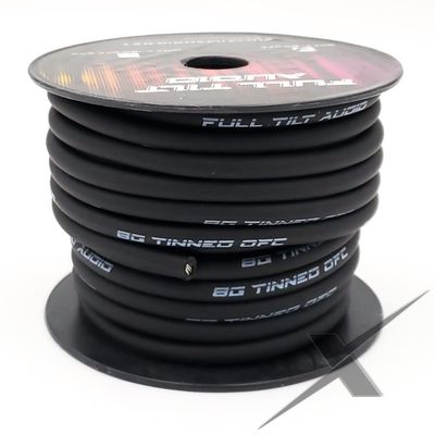 Full Tilt 8 Gauge BLACK 50' Tinned OFC Oxygen Free Copper Power/Ground Cable/Wire